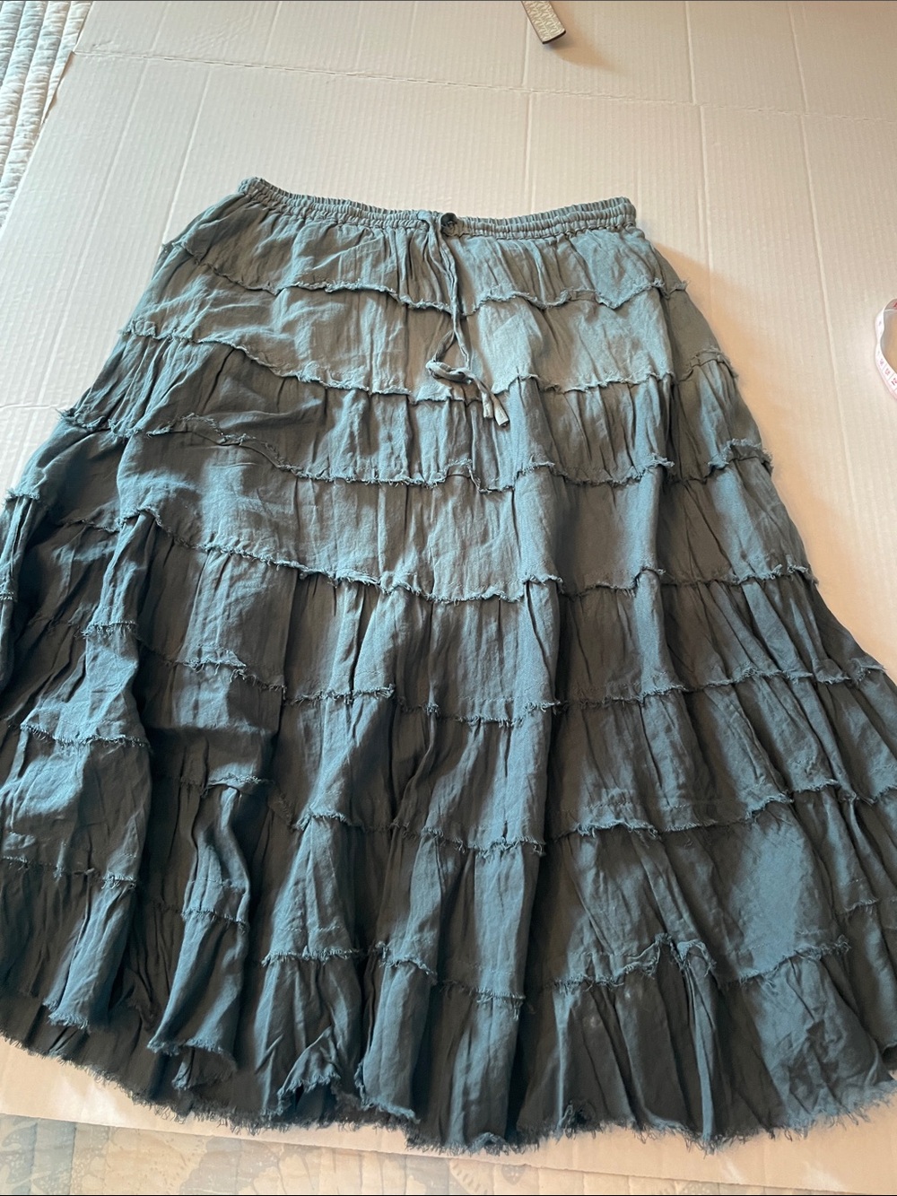 Tiered Ruffle  Skirt in Slate Blue Comes to your knee ,By Jackpot